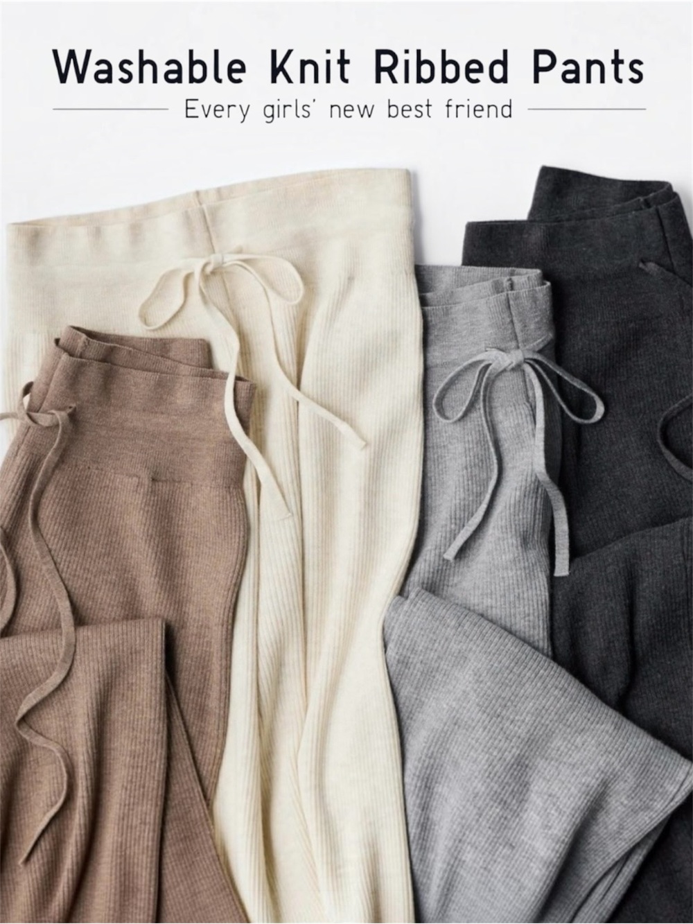 🆕💗UNIQLO Washable Knit Ribbed Pants • BLACK & TAUPE • Size *Read Descript • NWT